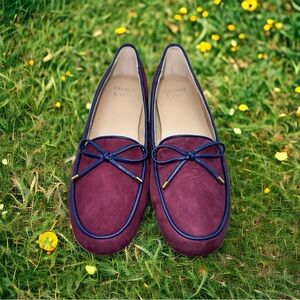 NEW Crown & Ivy Wine/Navy Suede Loafer/Flat w/Box, Size 6.5